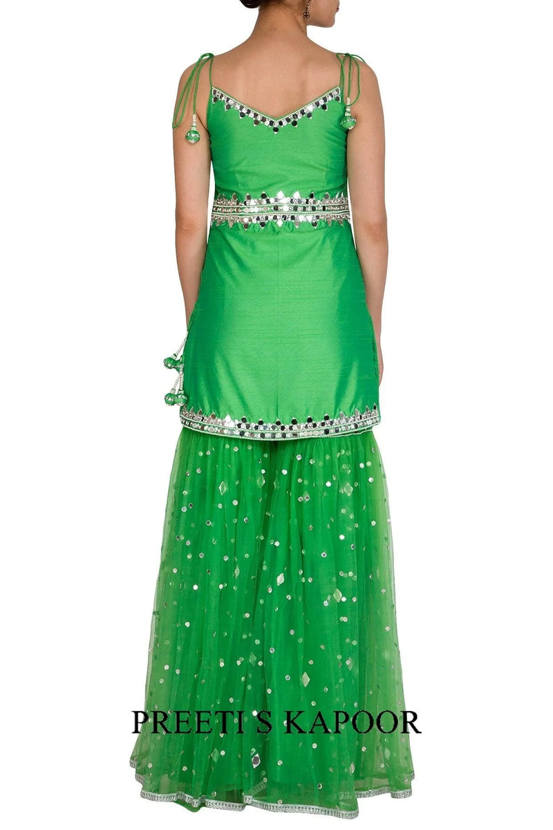 Green Embroidered Gharara Set - Preeti S Kapoor