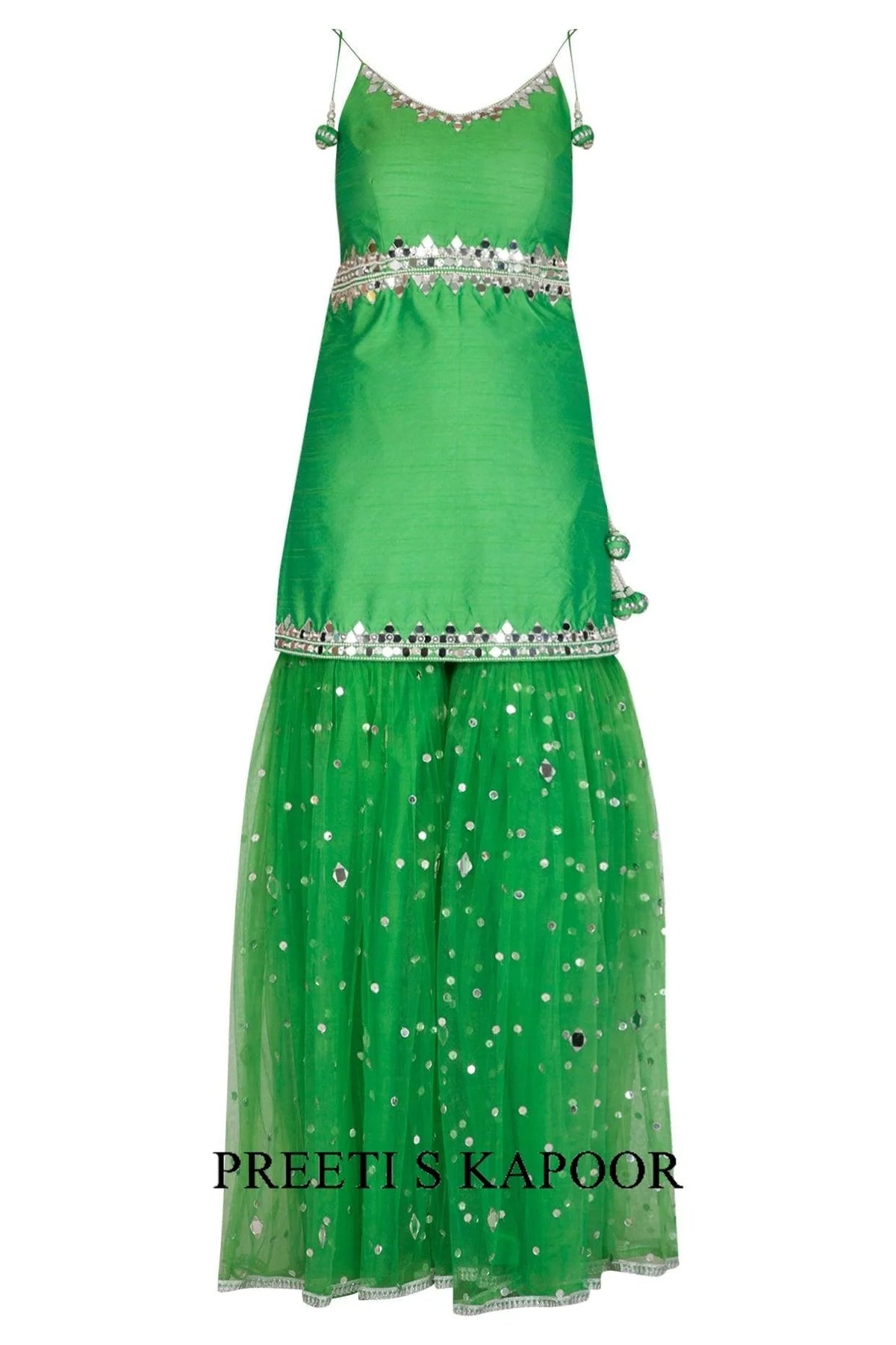 Green Embroidered Gharara Set - Preeti S Kapoor