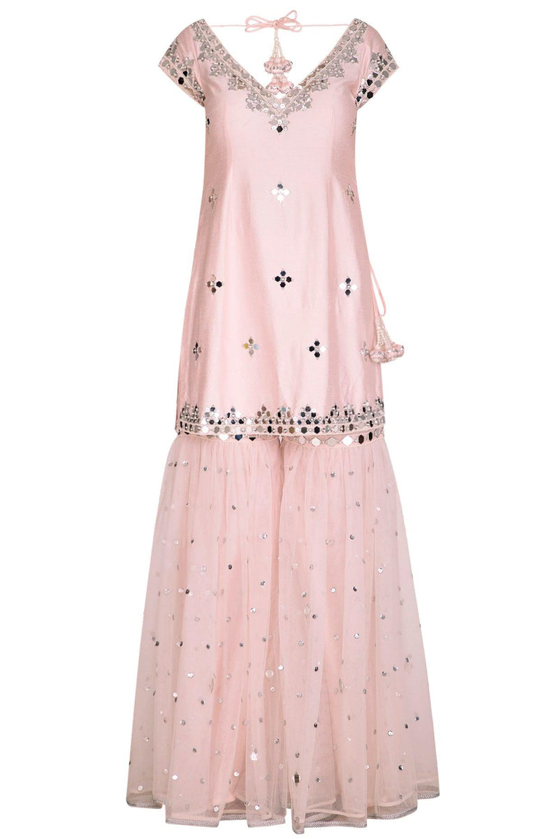 Soft Pink Embroidered Gharara Set - Preeti s kapoor