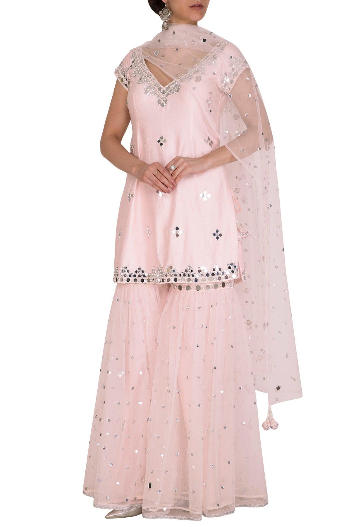 Soft Pink Embroidered Gharara Set - Preeti s kapoor