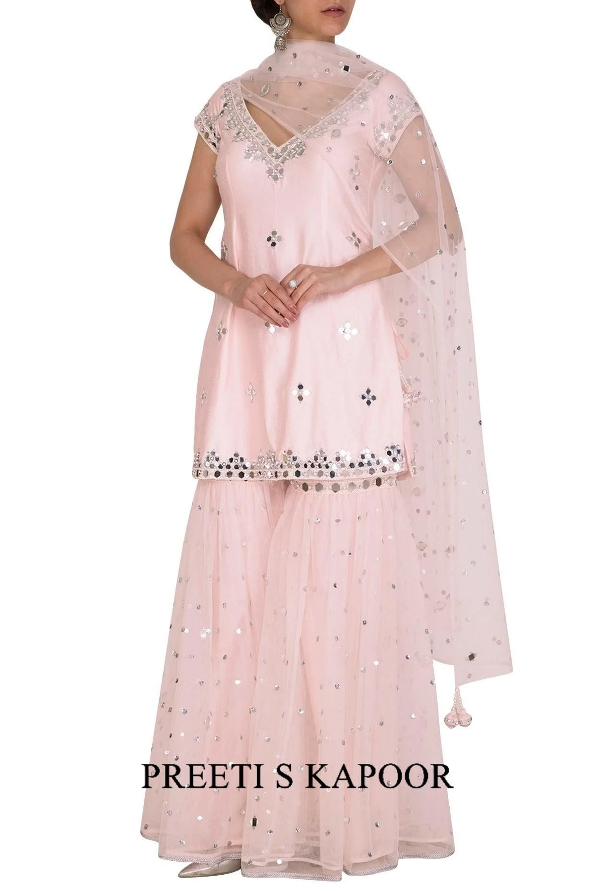 Soft Pink Embroidered Gharara Set - Preeti S Kapoor