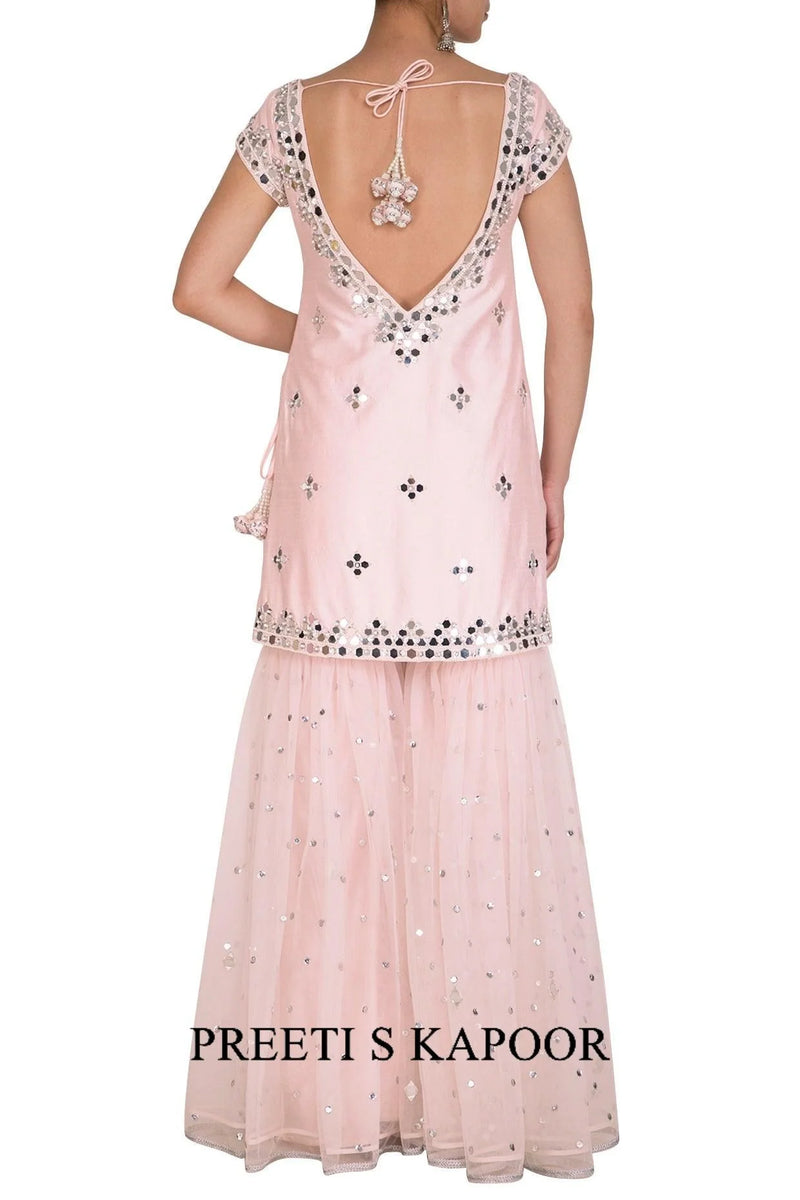 Soft Pink Embroidered Gharara Set - Preeti S Kapoor