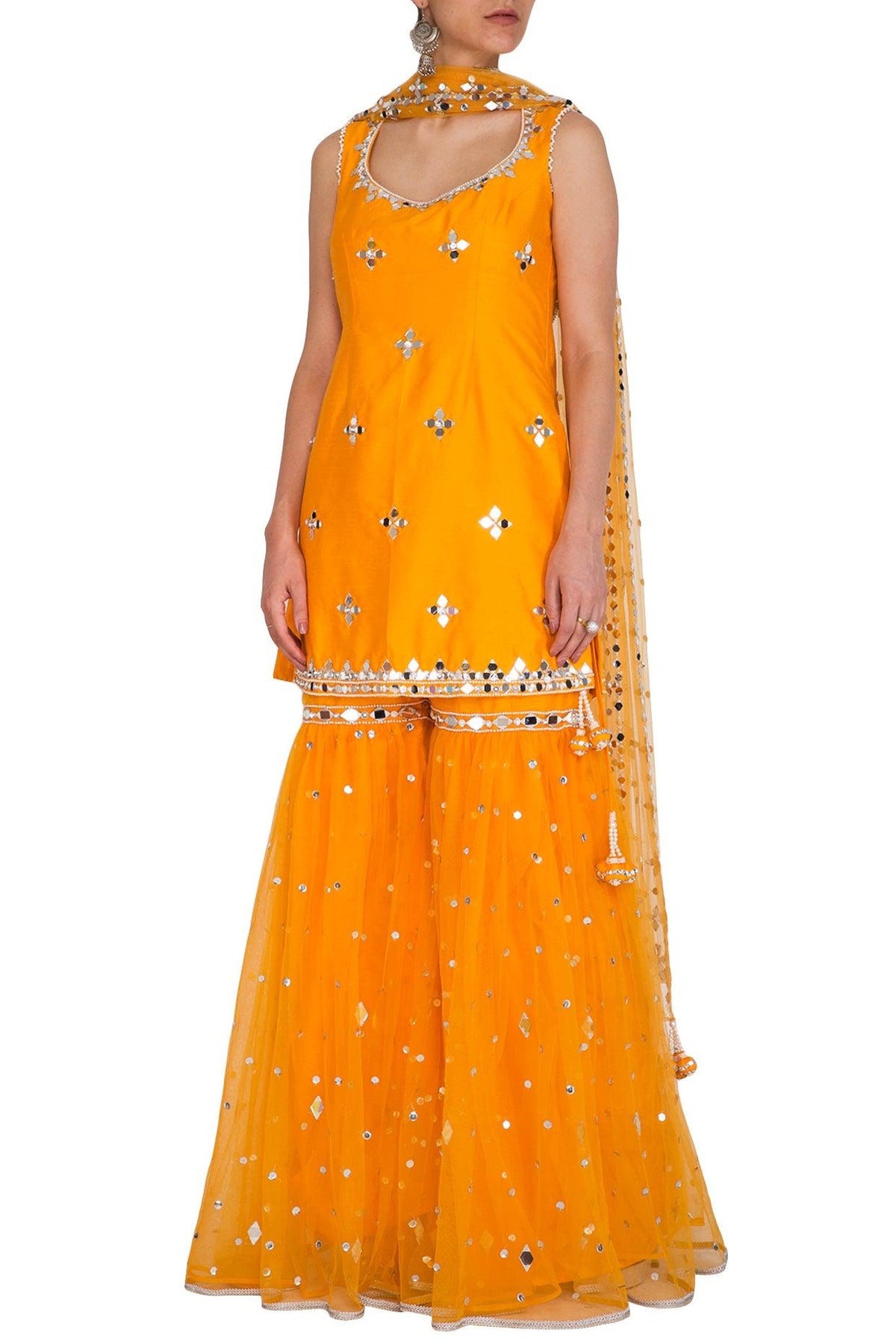 Orange Embroidered Gharara Set - Preeti s kapoor