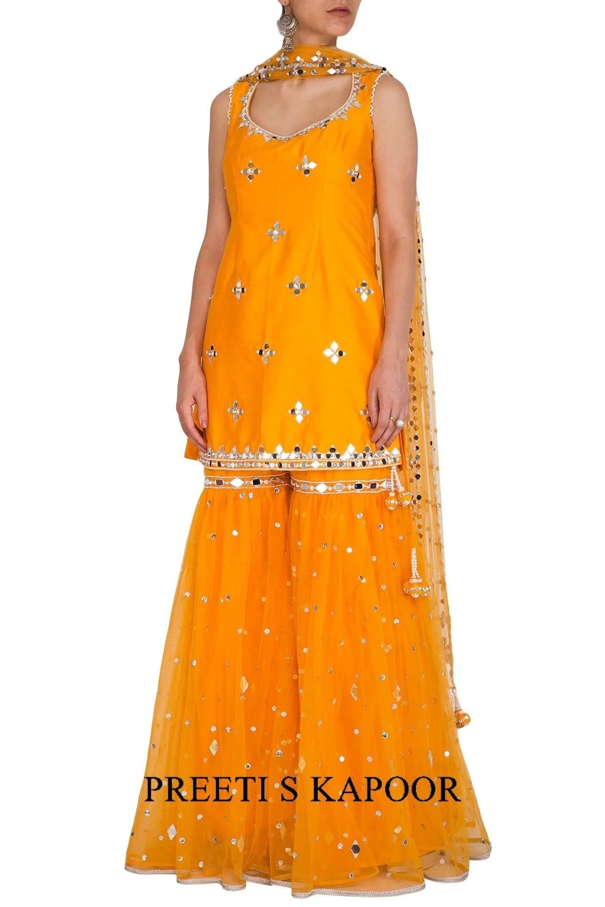 Orange Embroidered Gharara Set - Preeti S Kapoor