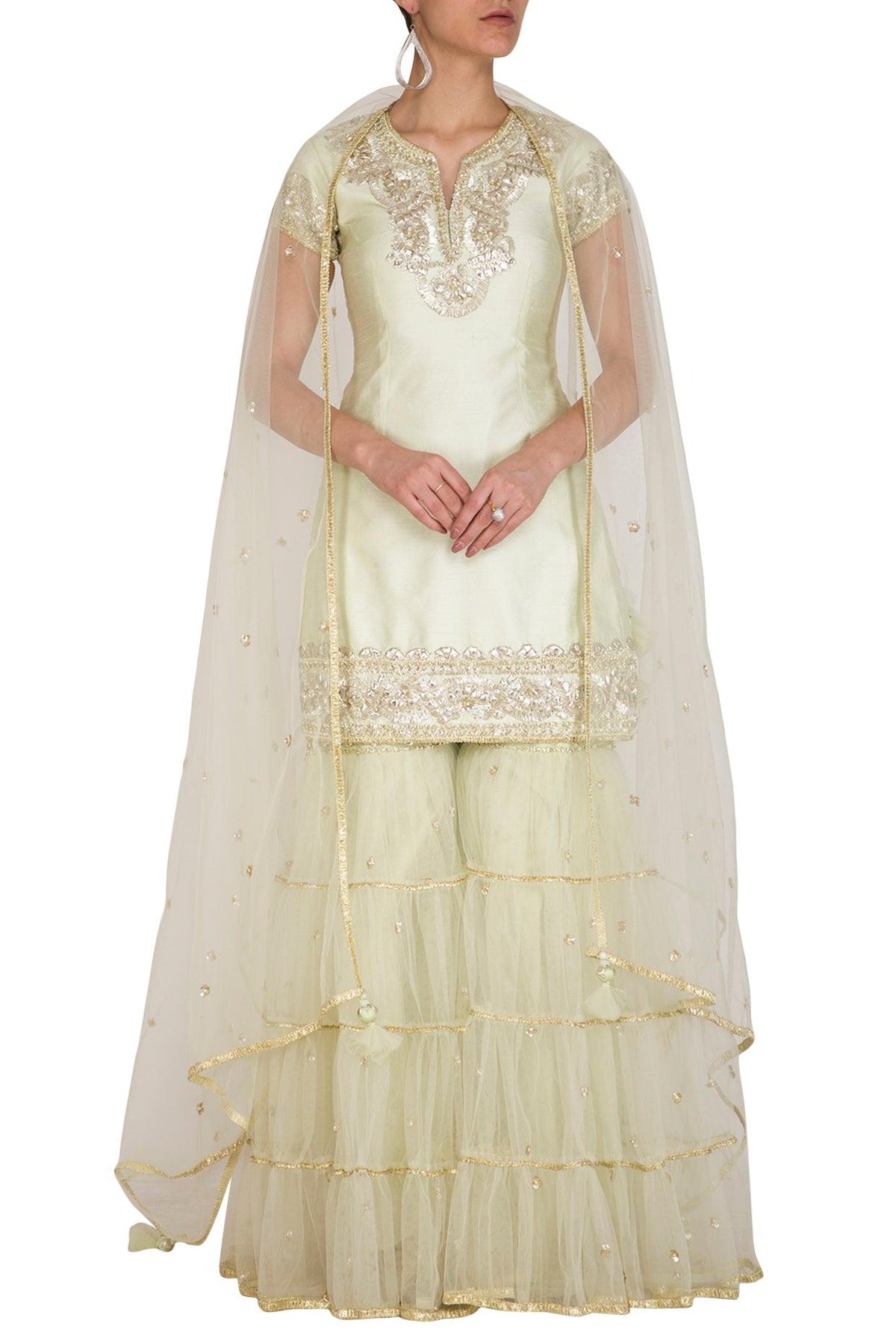 Pista Green Gota Embroidered Gharara Set - Preeti s kapoor