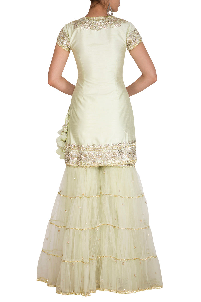Pista Green Gota Embroidered Gharara Set - Preeti s kapoor