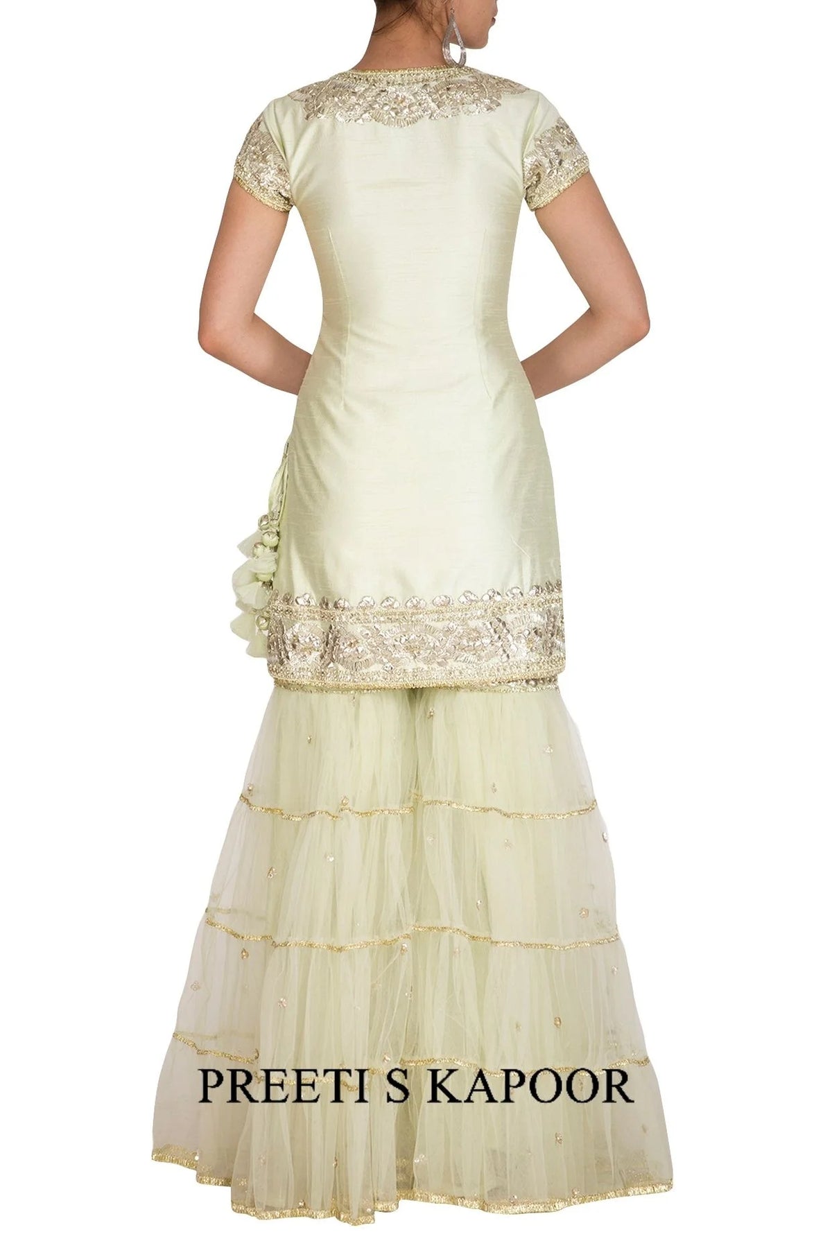 Pista Green Gota Embroidered Gharara Set - Preeti S Kapoor