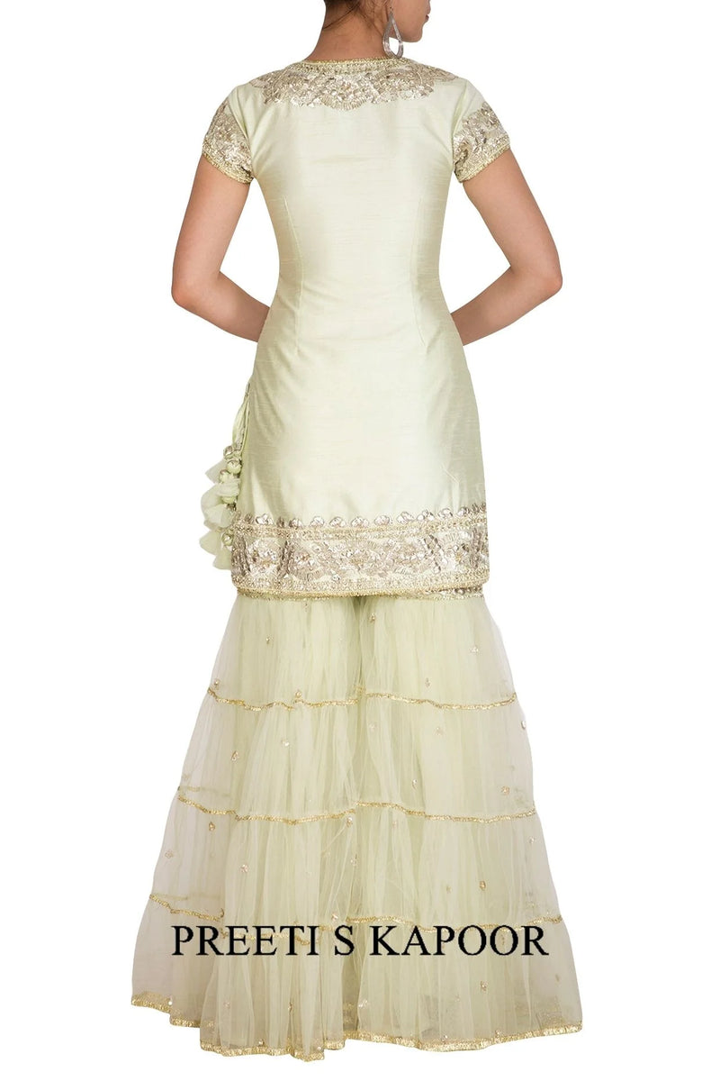 Pista Green Gota Embroidered Gharara Set - Preeti S Kapoor