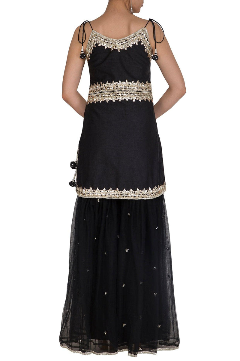 Black Embroidered Gharara Set - Preeti s kapoor