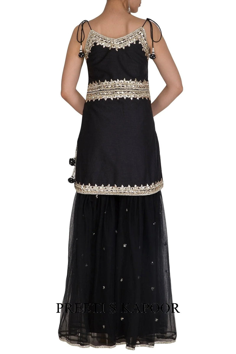 Black Embroidered Gharara Set - Preeti S Kapoor
