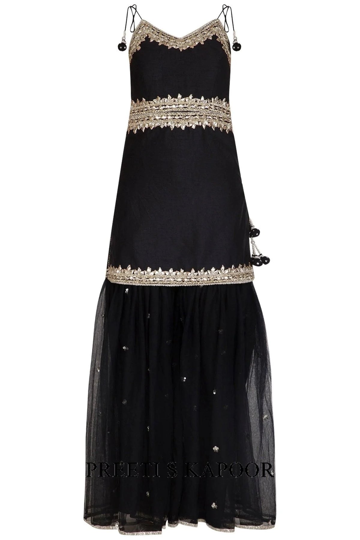 Black Embroidered Gharara Set - Preeti S Kapoor