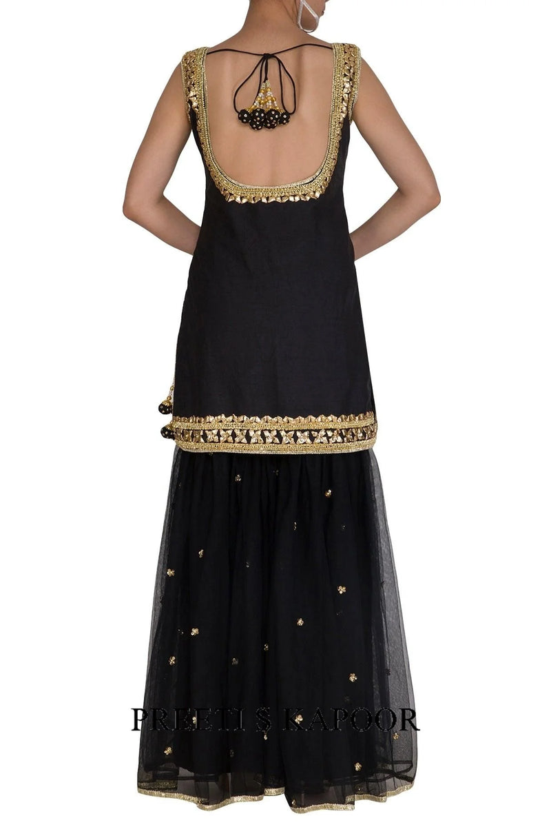 Black Gota Embroidered Gharara Set - Preeti S Kapoor