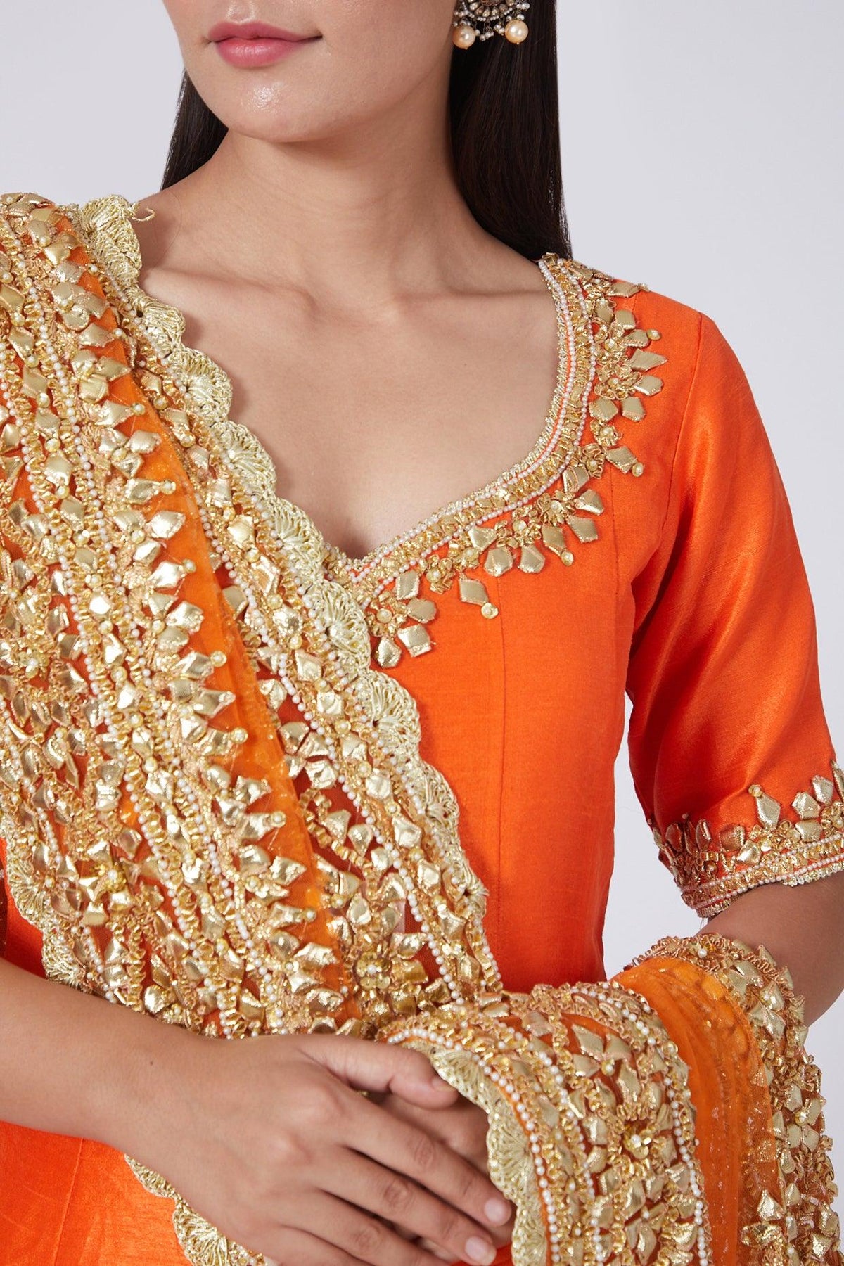 Orange Embroidered Anarkali Set - Preeti s kapoor