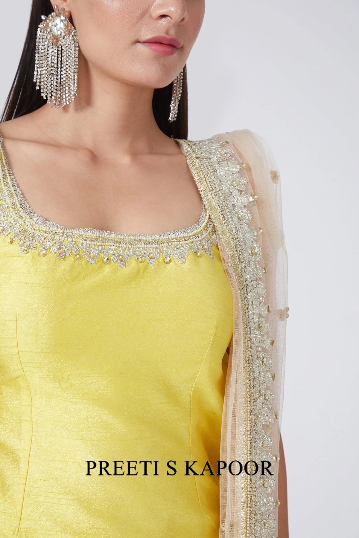 Yellow & Nude Pink Embroidered Gharara Set - Preeti S Kapoor