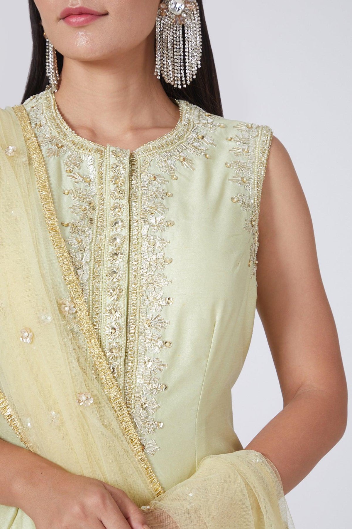 Cream Yellow Embroidered Gharara Set - Preeti s kapoor