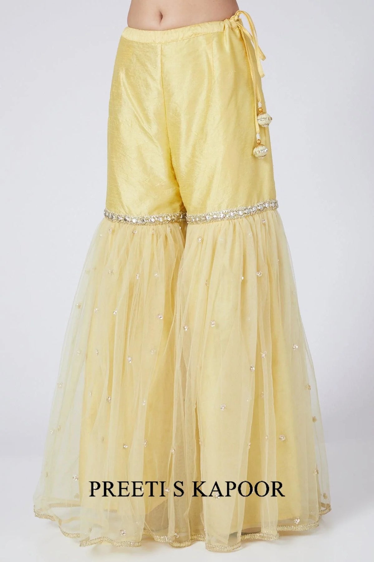 Cream Yellow Embroidered Gharara Set - Preeti S Kapoor