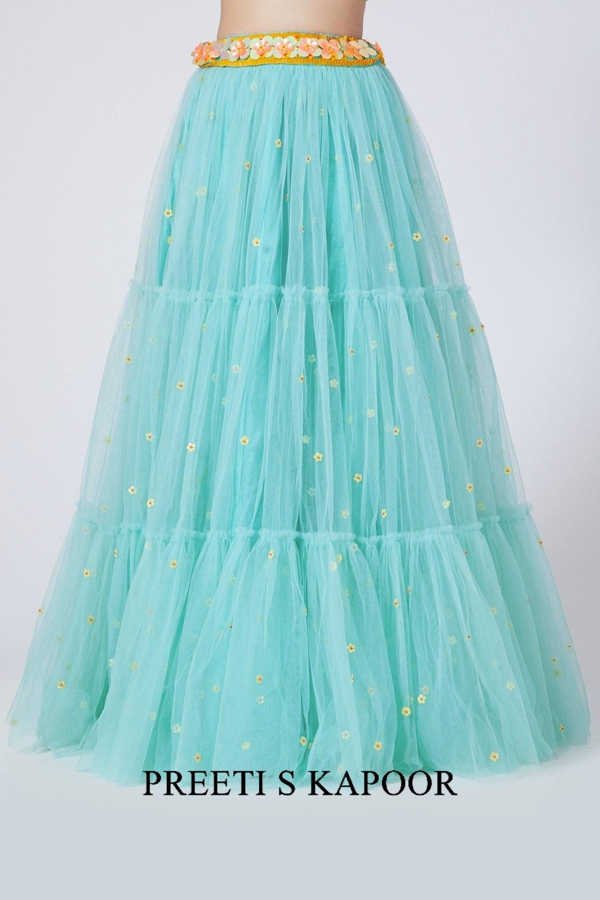Blue Sequin Embroidered Lehenga Set - Preeti s kapoor