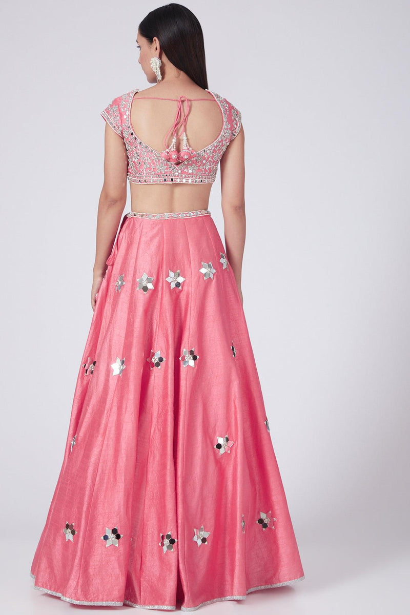 Coral Pink Embroidered Lehenga Set - Preeti s kapoor