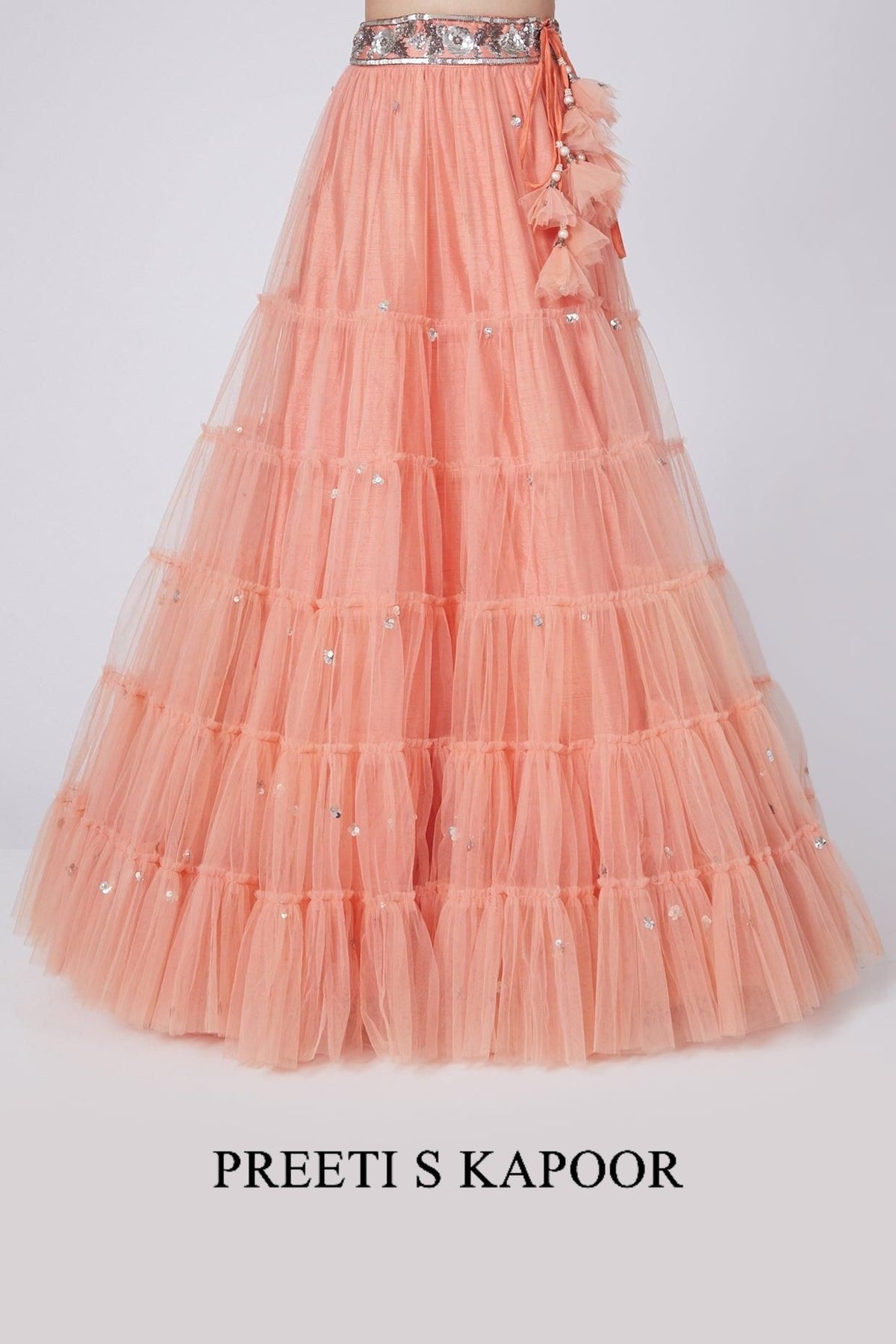 Peach Embroidered Lehenga Set - Preeti s kapoor