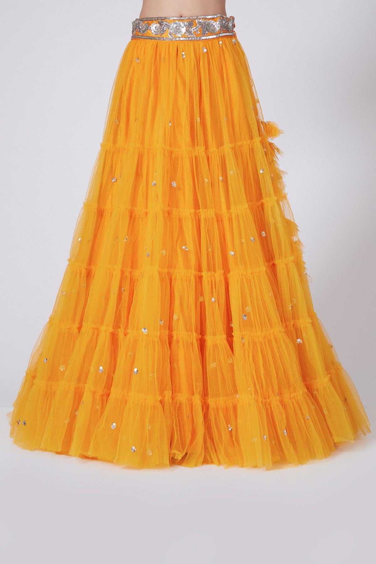 Cheese Orange Embroidered Lehenga Set - Preeti s kapoor