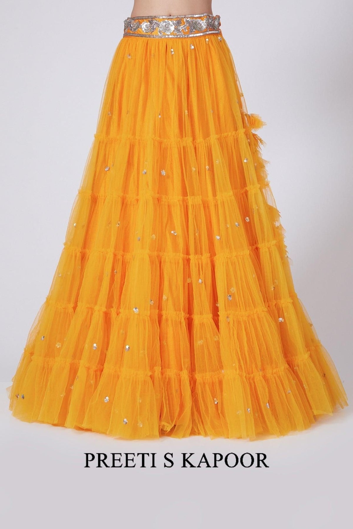 Cheese Orange Embroidered Lehenga Set - Preeti s kapoor
