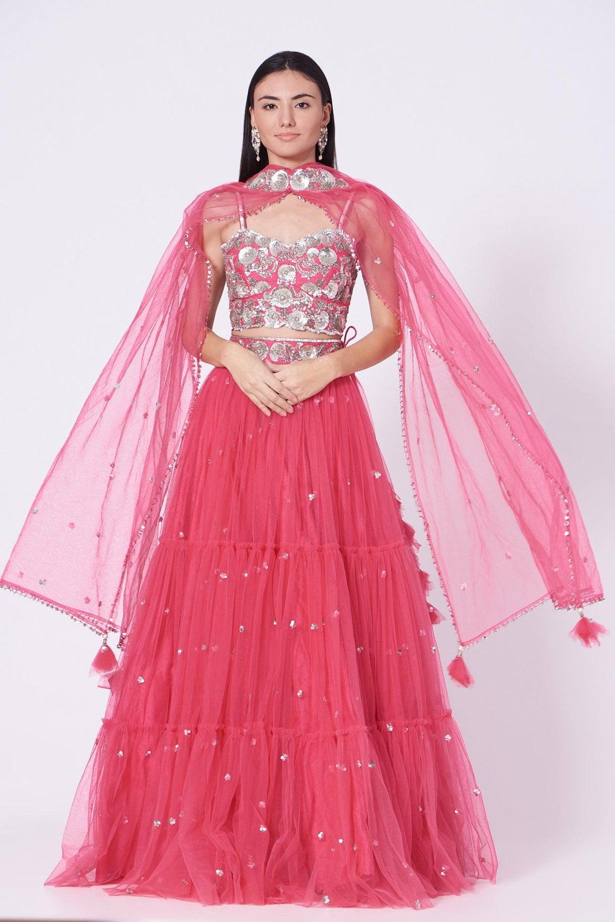 Fuchsia Sequins Embroidered Lehenga Set - Preeti s kapoor