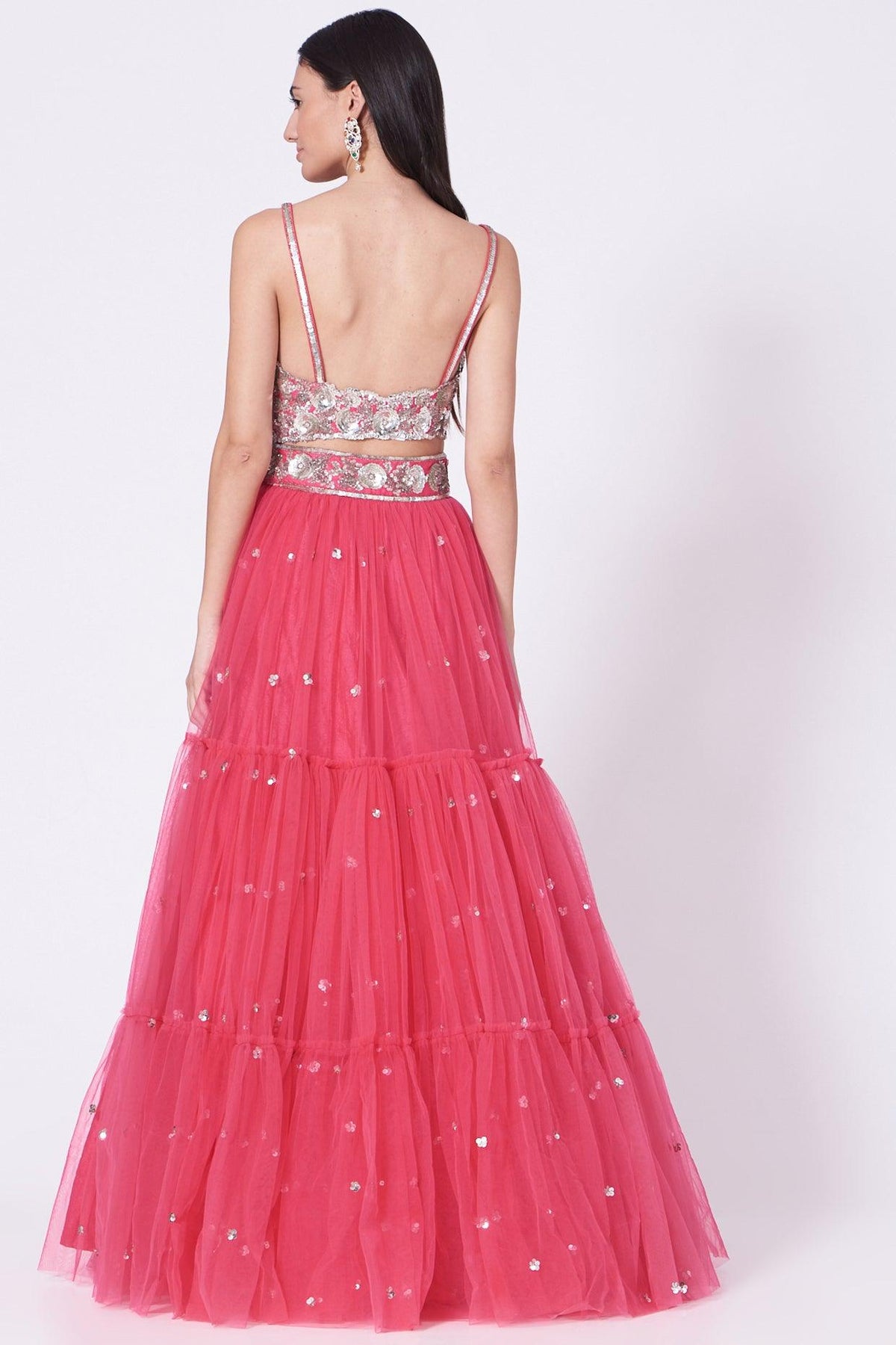 Fuchsia Sequins Embroidered Lehenga Set - Preeti s kapoor
