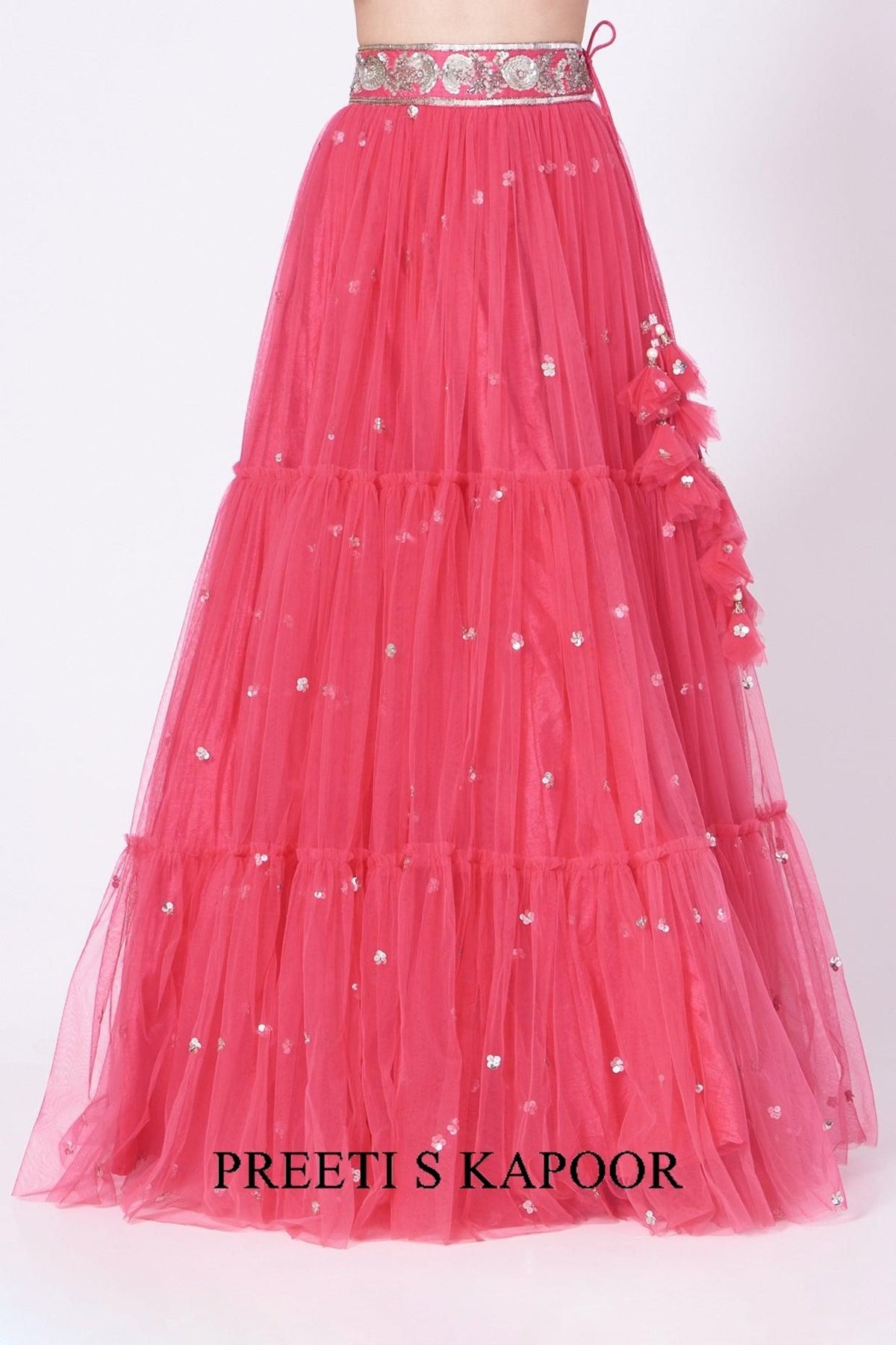 Fuchsia Sequins Embroidered Lehenga Set - Preeti s kapoor