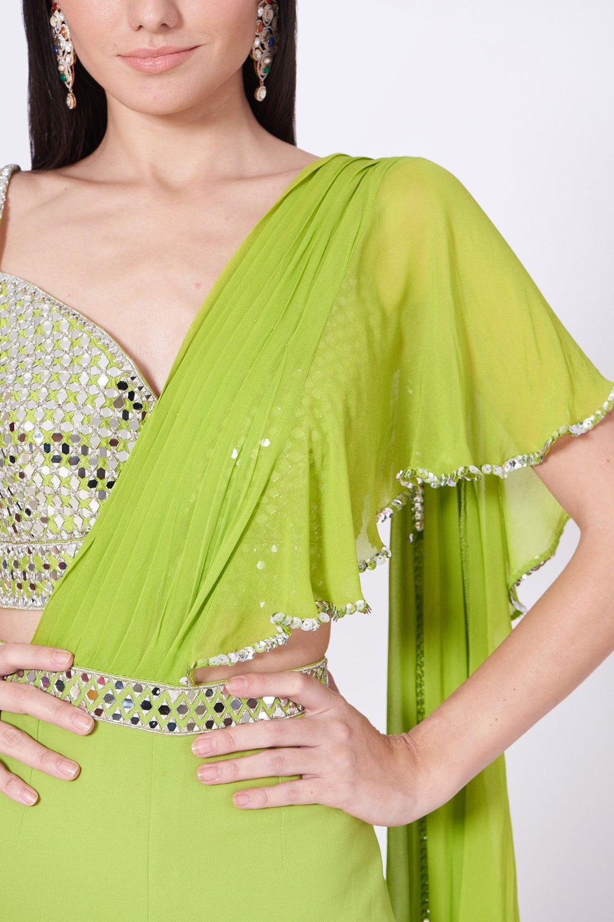 Leaf Green Embroidered Gharara Set - Preeti s kapoor