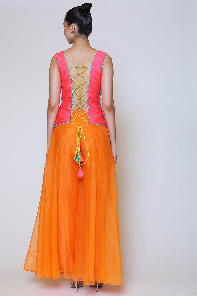 Orange Sharara Set With Resham And Mirror Work - Preeti s kapoor
