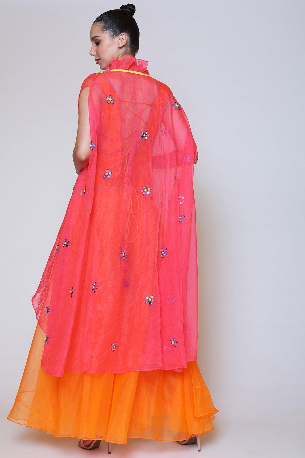 Orange Sharara Set With Mirror Work - Preeti s kapoor