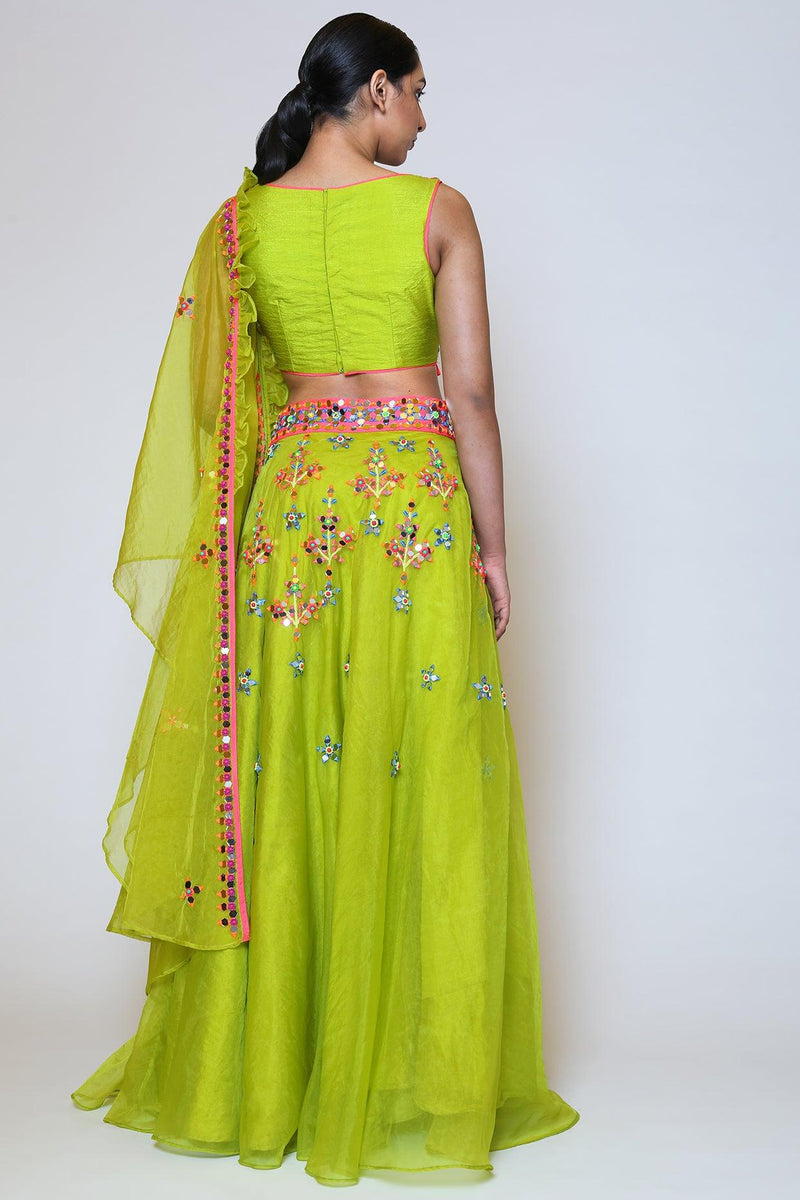 Green Organza Lehenga Set - Preeti s kapoor