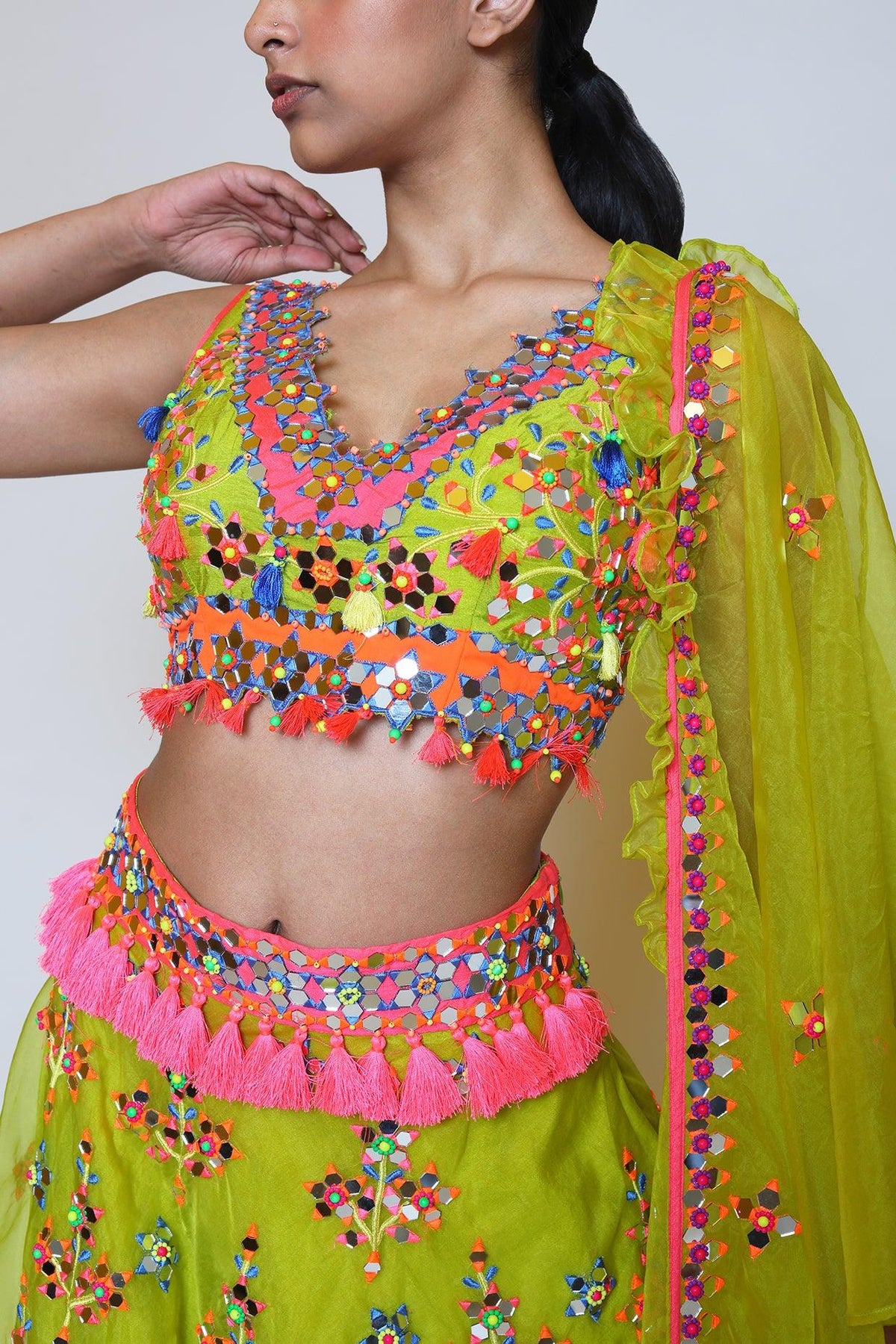 Green Organza Lehenga Set - Preeti s kapoor