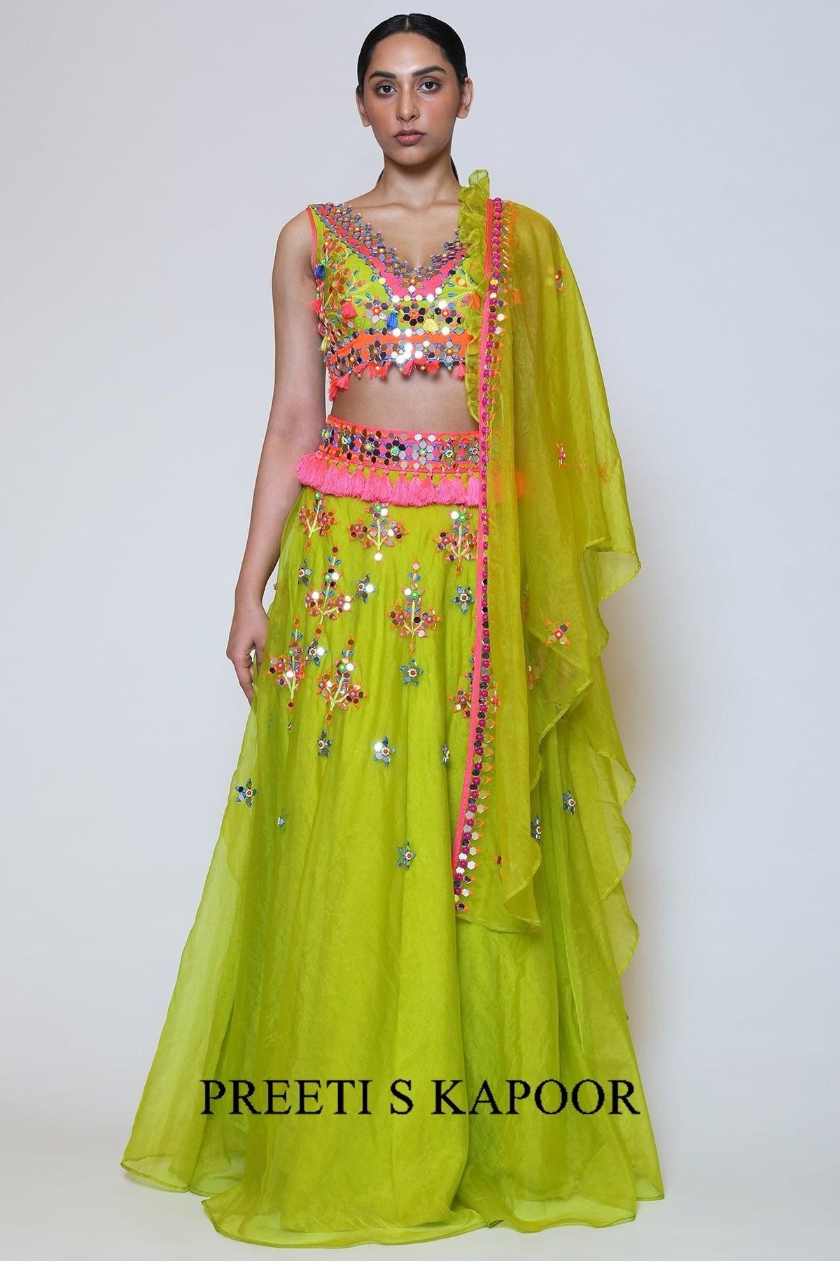 Green Organza Lehenga Set - Preeti s kapoor