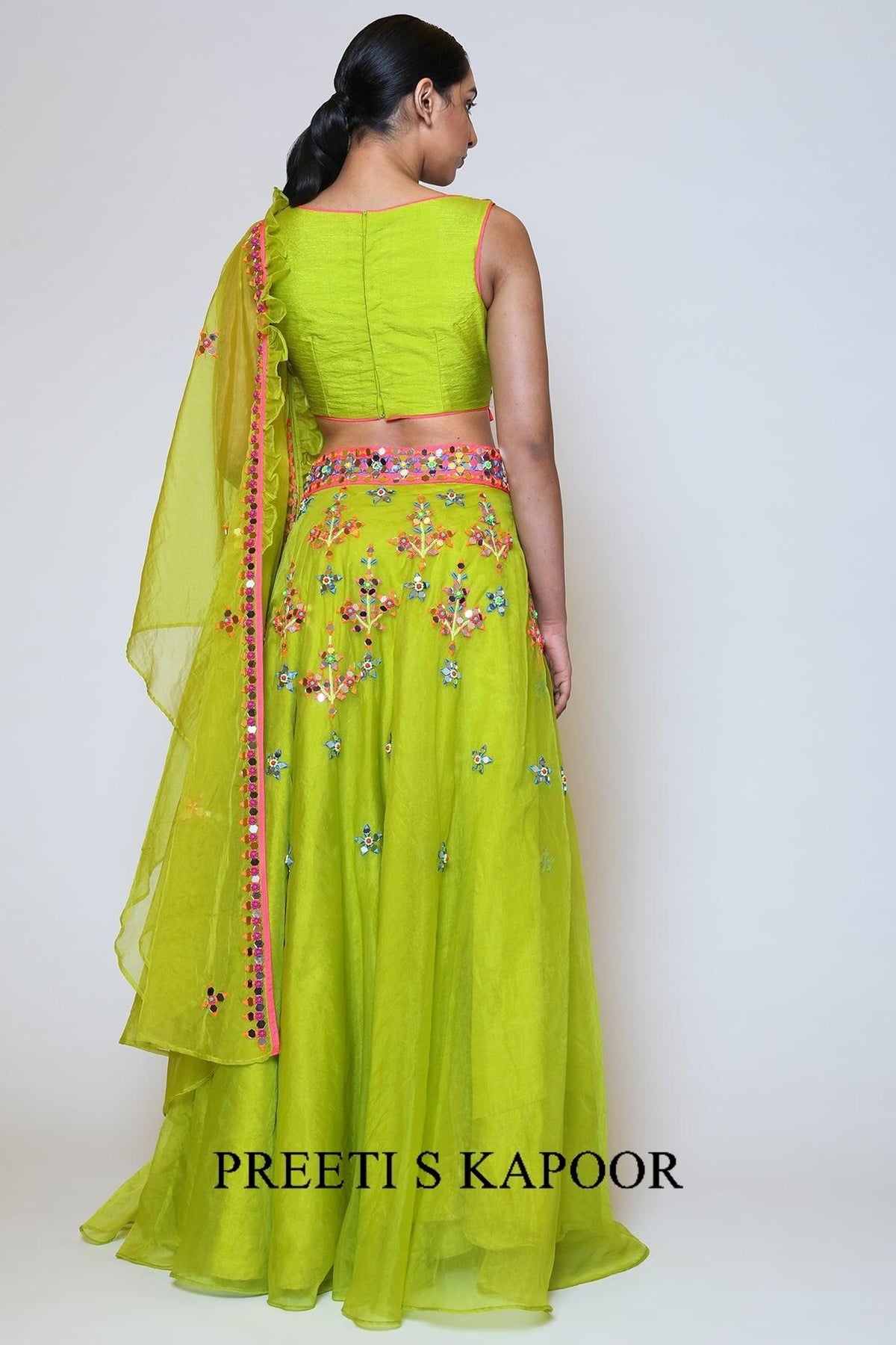 Green Organza Lehenga Set - Preeti s kapoor