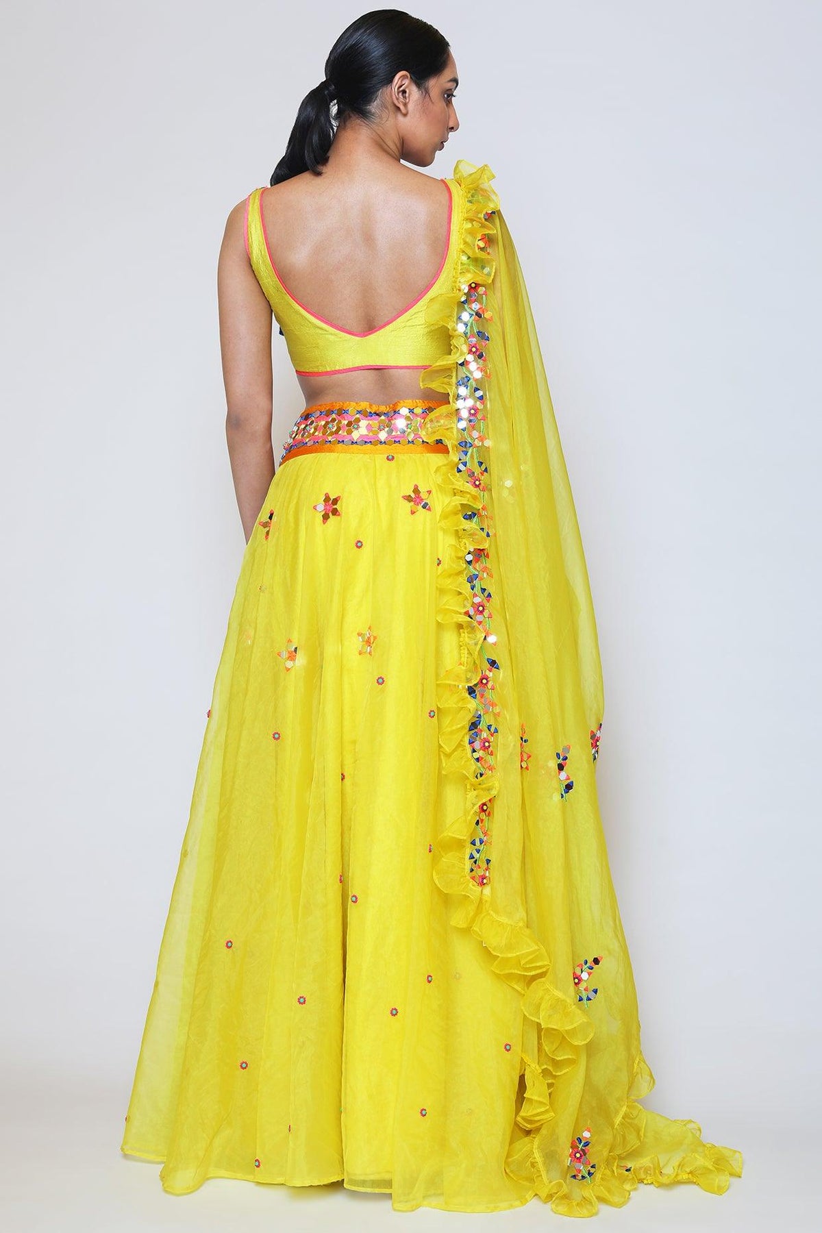 Yellow Organza & Dupion Lehenga Set - Preeti s kapoor
