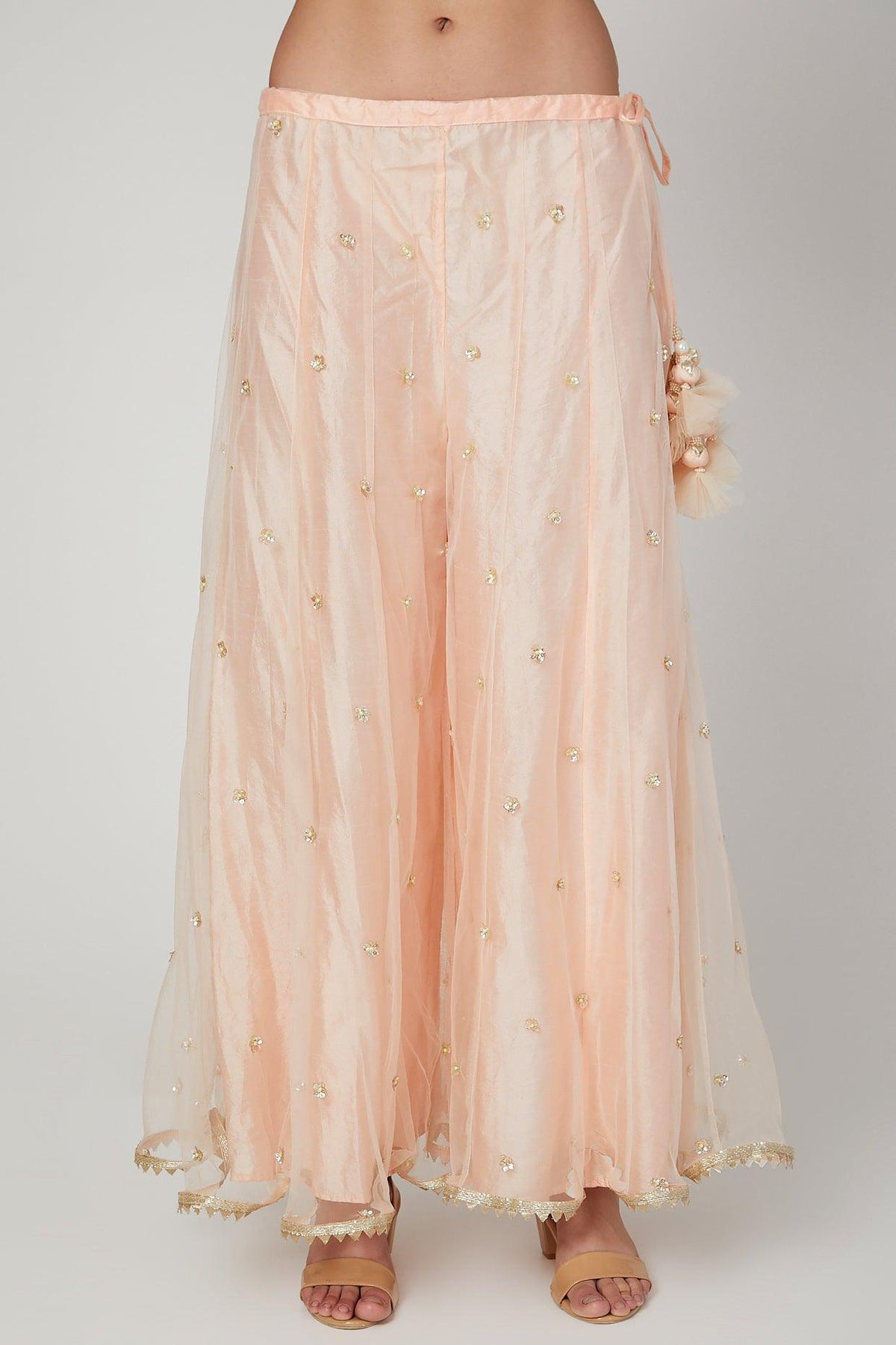 Peach Embroidered Sharara Set - Preeti s kapoor