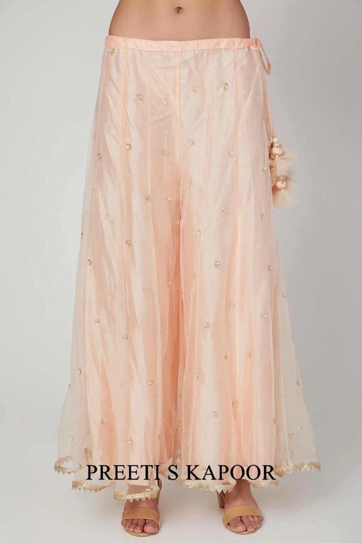 Peach Embroidered Sharara Set - Preeti S Kapoor