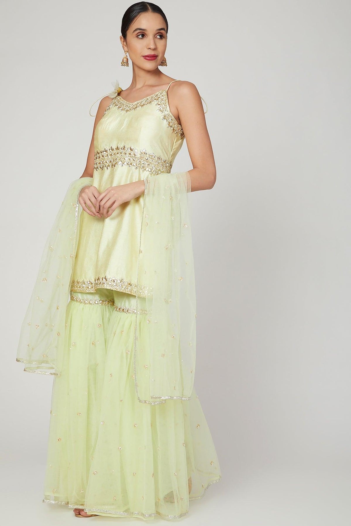 Pista Green Embroidered Gharara Set - Preeti s kapoor