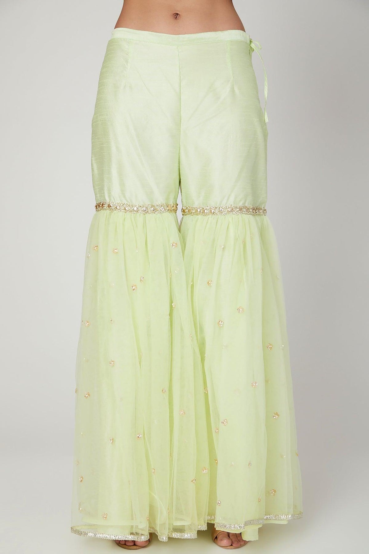 Pista Green Embroidered Gharara Set - Preeti s kapoor