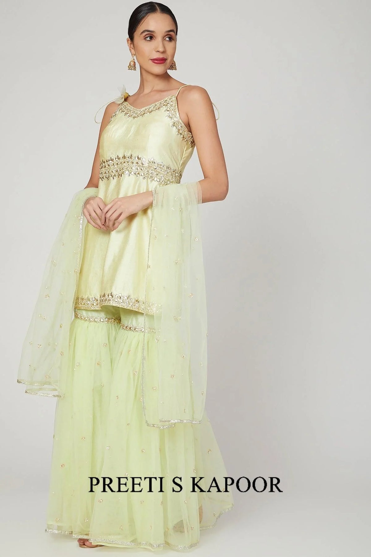 Pista Green Embroidered Gharara Set - Preeti S Kapoor