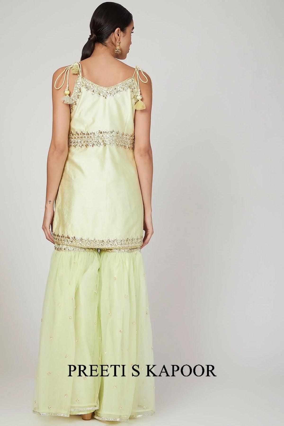 Pista Green Embroidered Gharara Set - Preeti S Kapoor