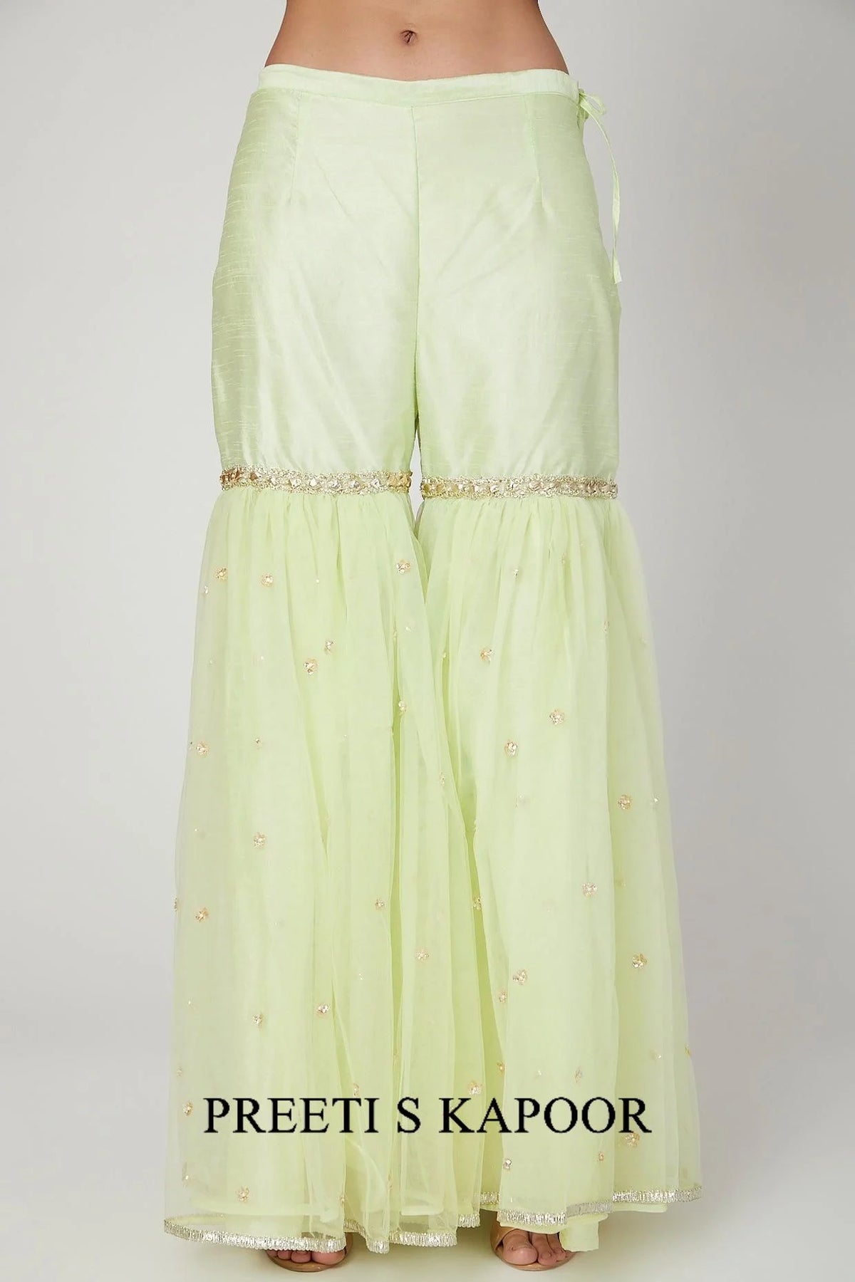 Pista Green Embroidered Gharara Set - Preeti S Kapoor