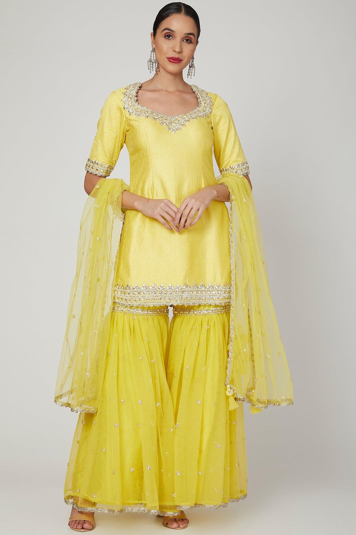 Yellow Gota Embroidered Gharara Set - Preeti s kapoor