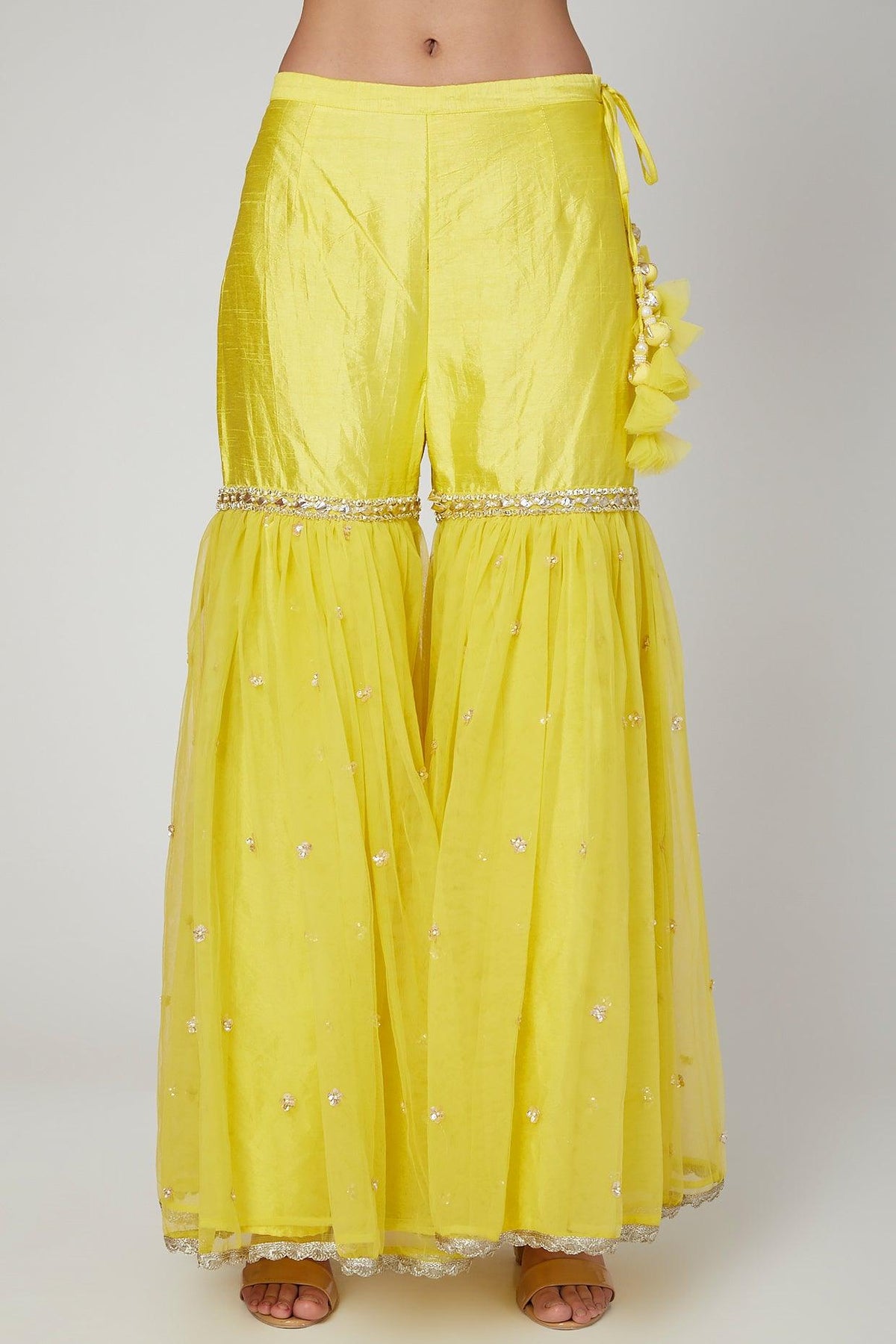 Yellow Gota Embroidered Gharara Set - Preeti s kapoor