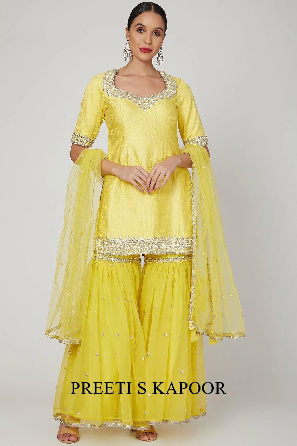 Yellow Gota Embroidered Gharara Set - Preeti S Kapoor