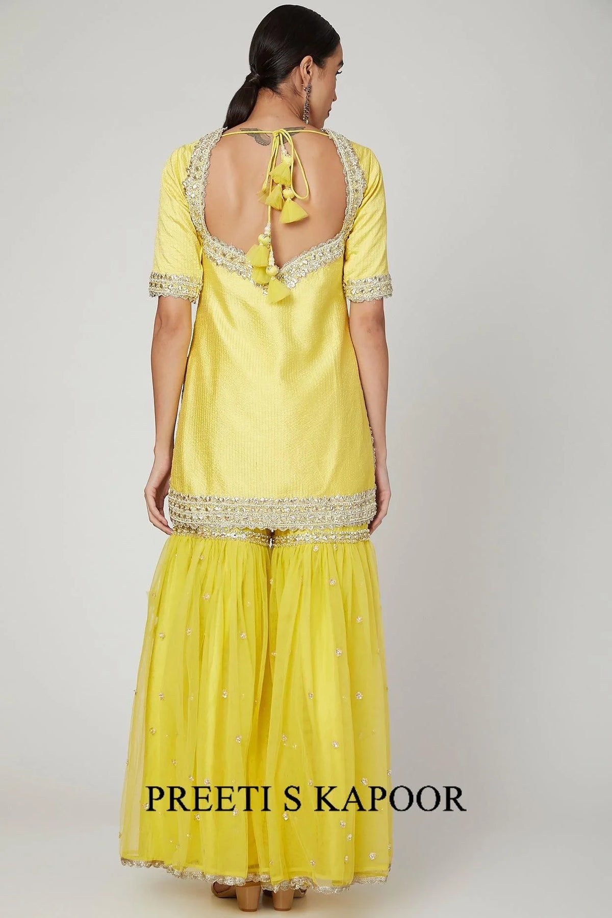 Yellow Gota Embroidered Gharara Set - Preeti S Kapoor