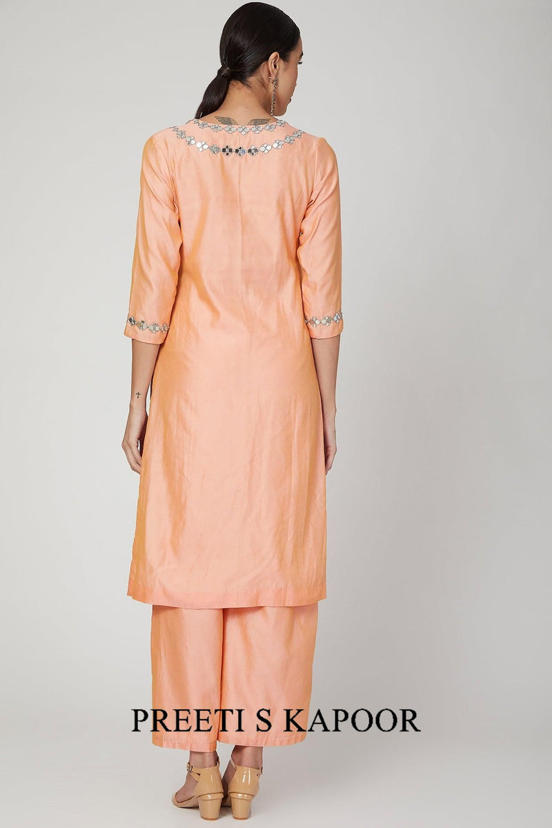 Peach Gota Embroidered Kurta Set - Preeti s kapoor