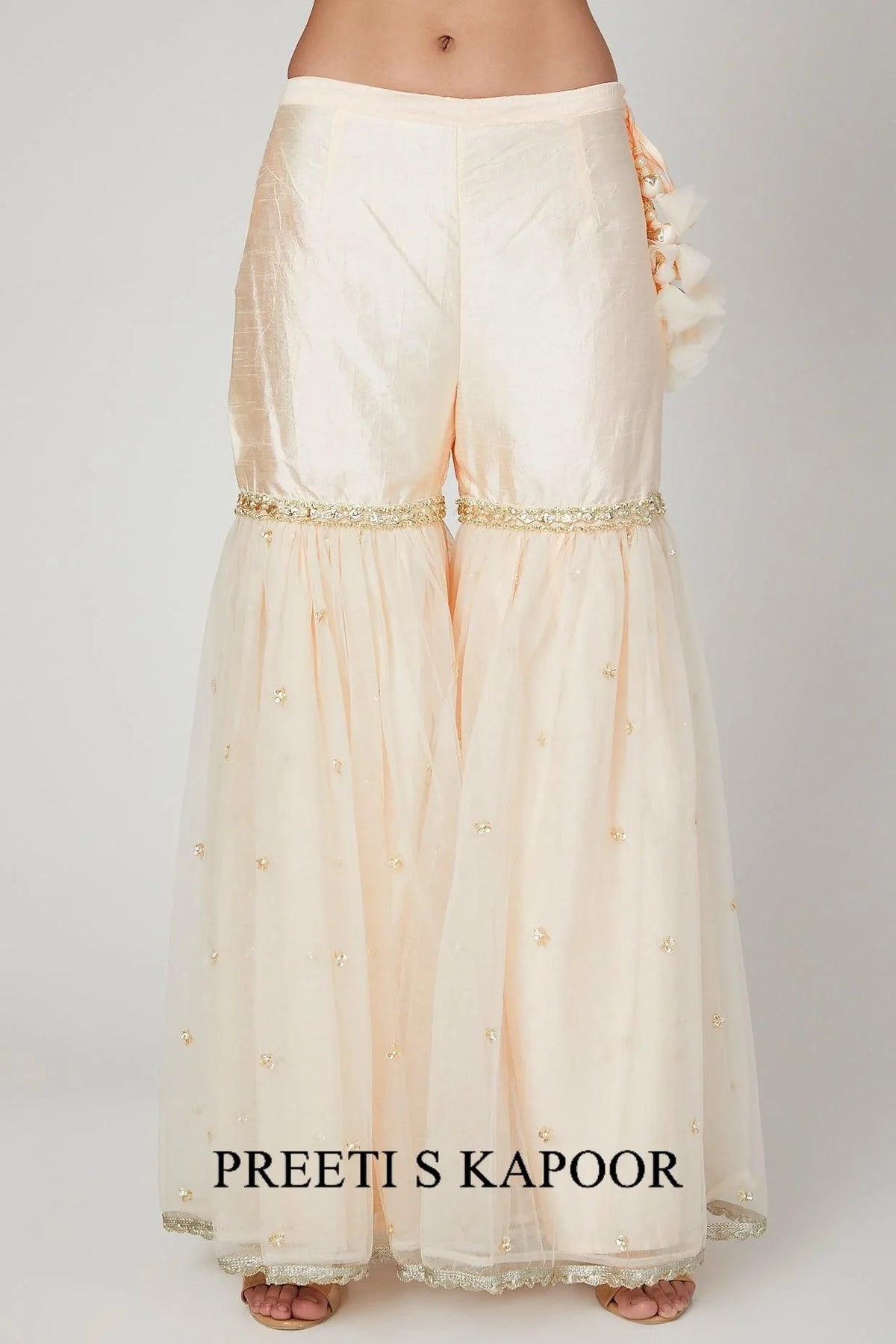 Ivory Gota & Pearl Embroidered Gharara Set - Preeti S Kapoor