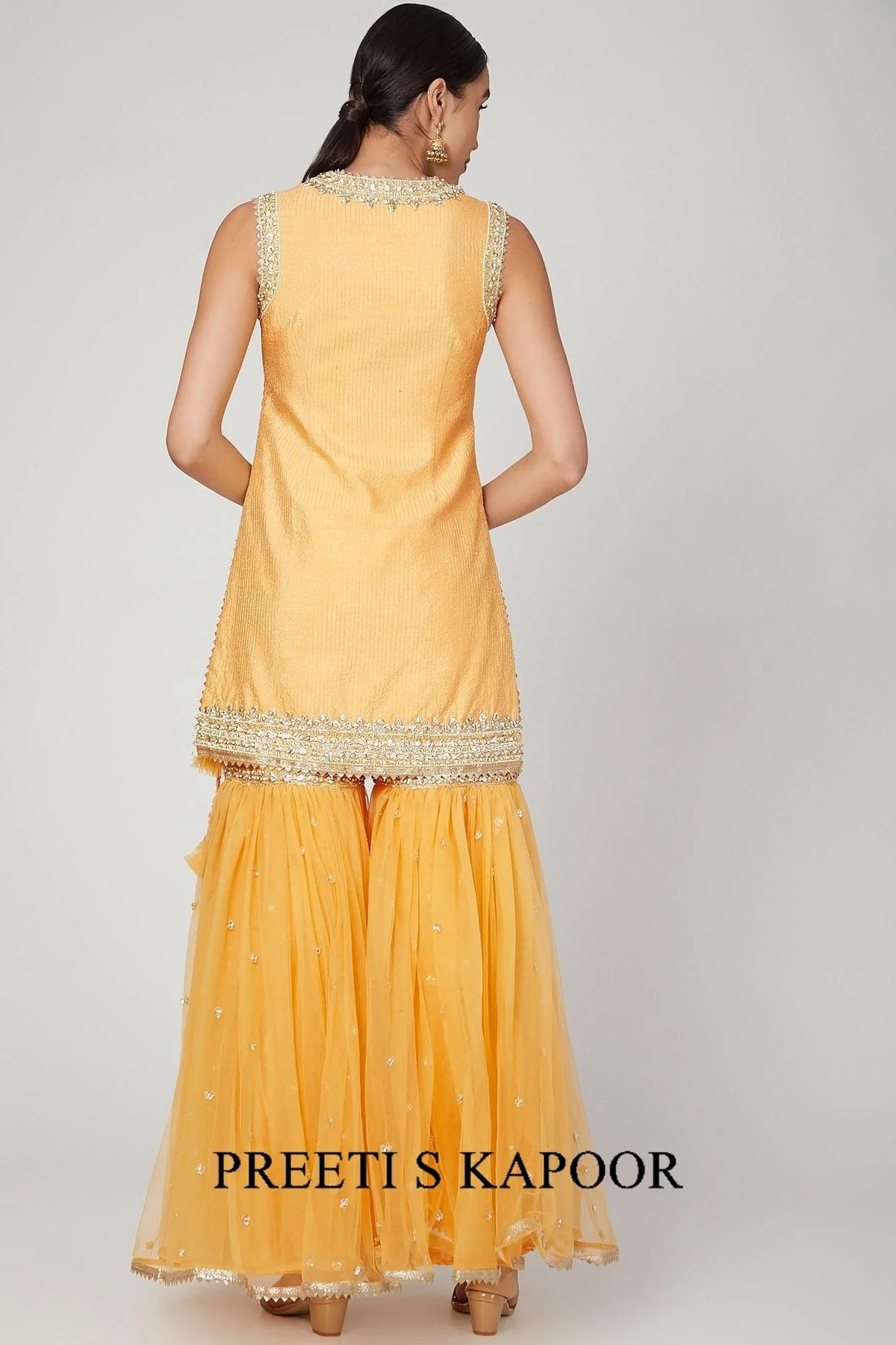 Mustard Gota Embroidered Gharara Set - Preeti S Kapoor